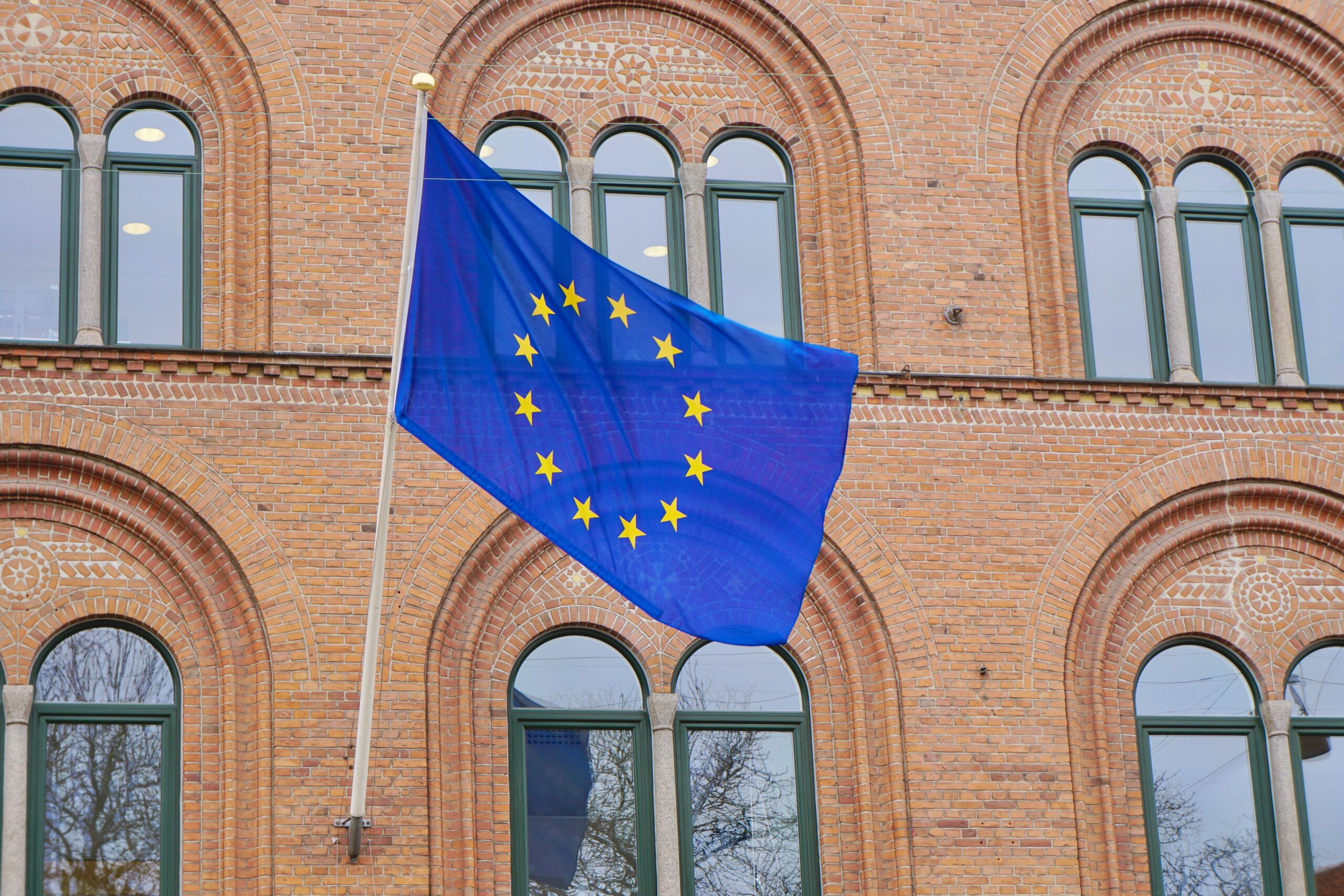 EU flag in front of building